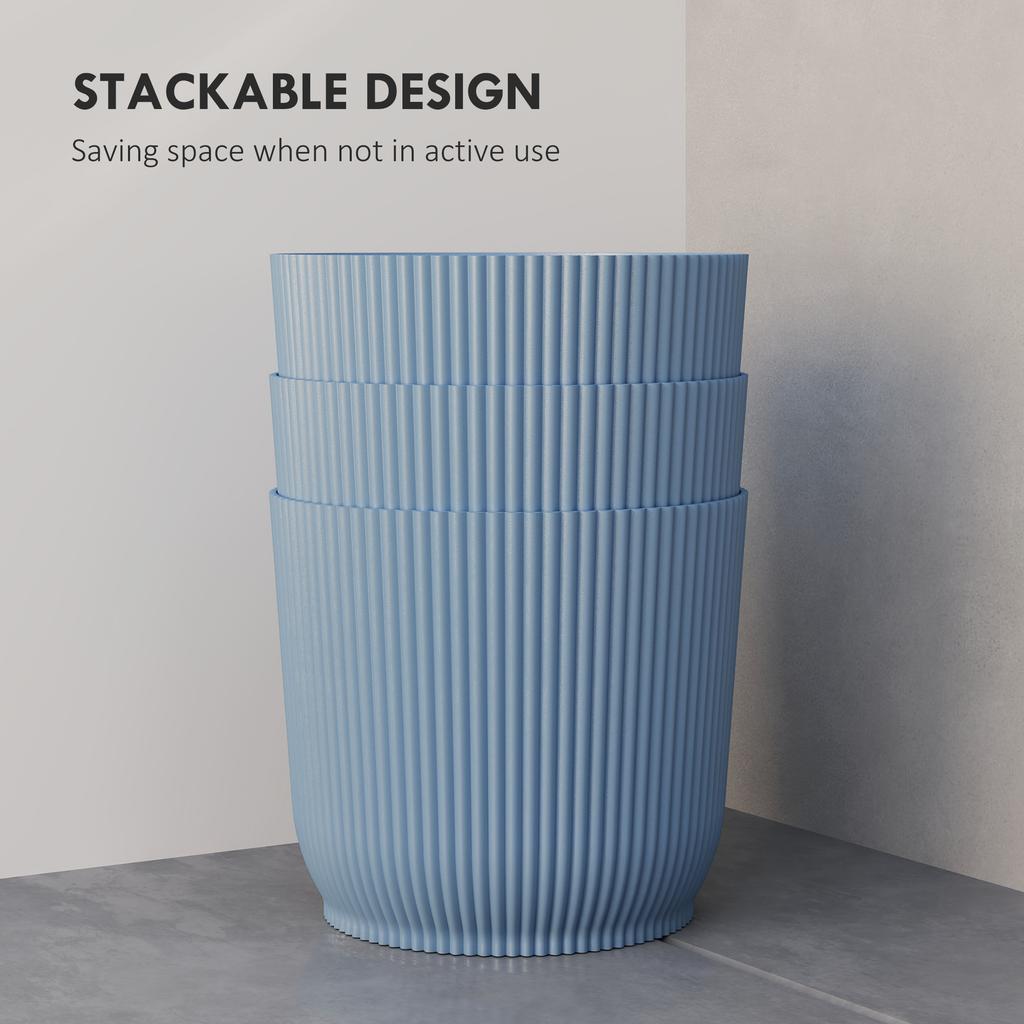 Set of Three Diameter 22cm Planters - Blue