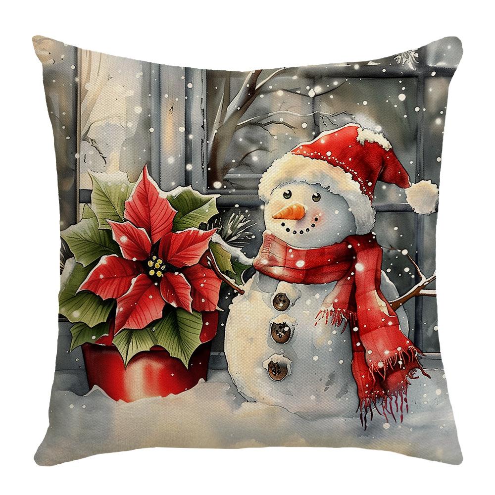 

Santa Claus Red Truck Little Snowman Elements Atmosphere Christmas Pillow Cover Home Decoration Sofa Cushion 45 * 45Cm (without core)