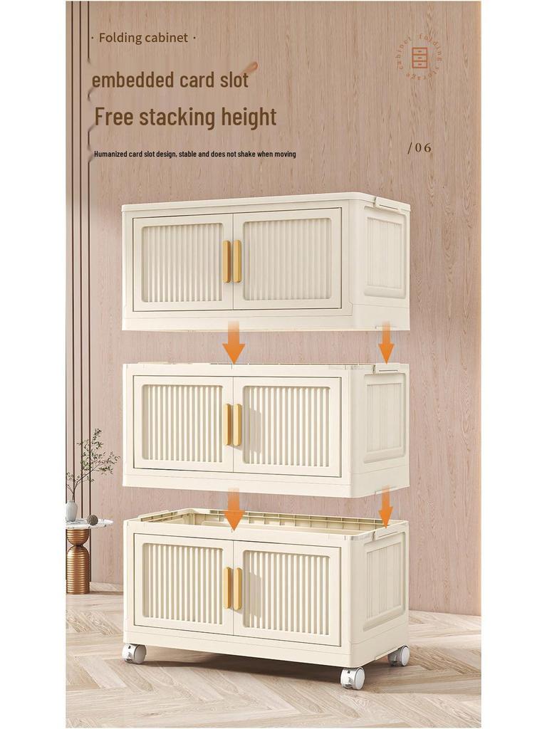 Folding Multi-Layer Plastic Storage Cabinet for Bedroom & Living Room