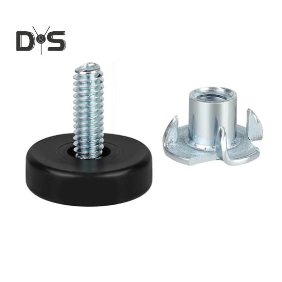 12Pcs Universal Furniture Leveling Feet with T-Nuts Strong Load-bearing Thread Adjustable Levelers Cabinet Chair Table Feet