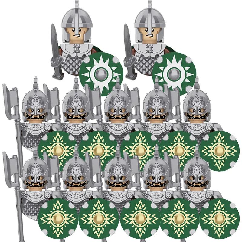 Średniowiecze Seria Władca Pierścieni Królewska Gwardia Rycerzy Lohan Starożytni Łucznicy Figurki Żołnierzy Klocki Zabawki dla Dzieci