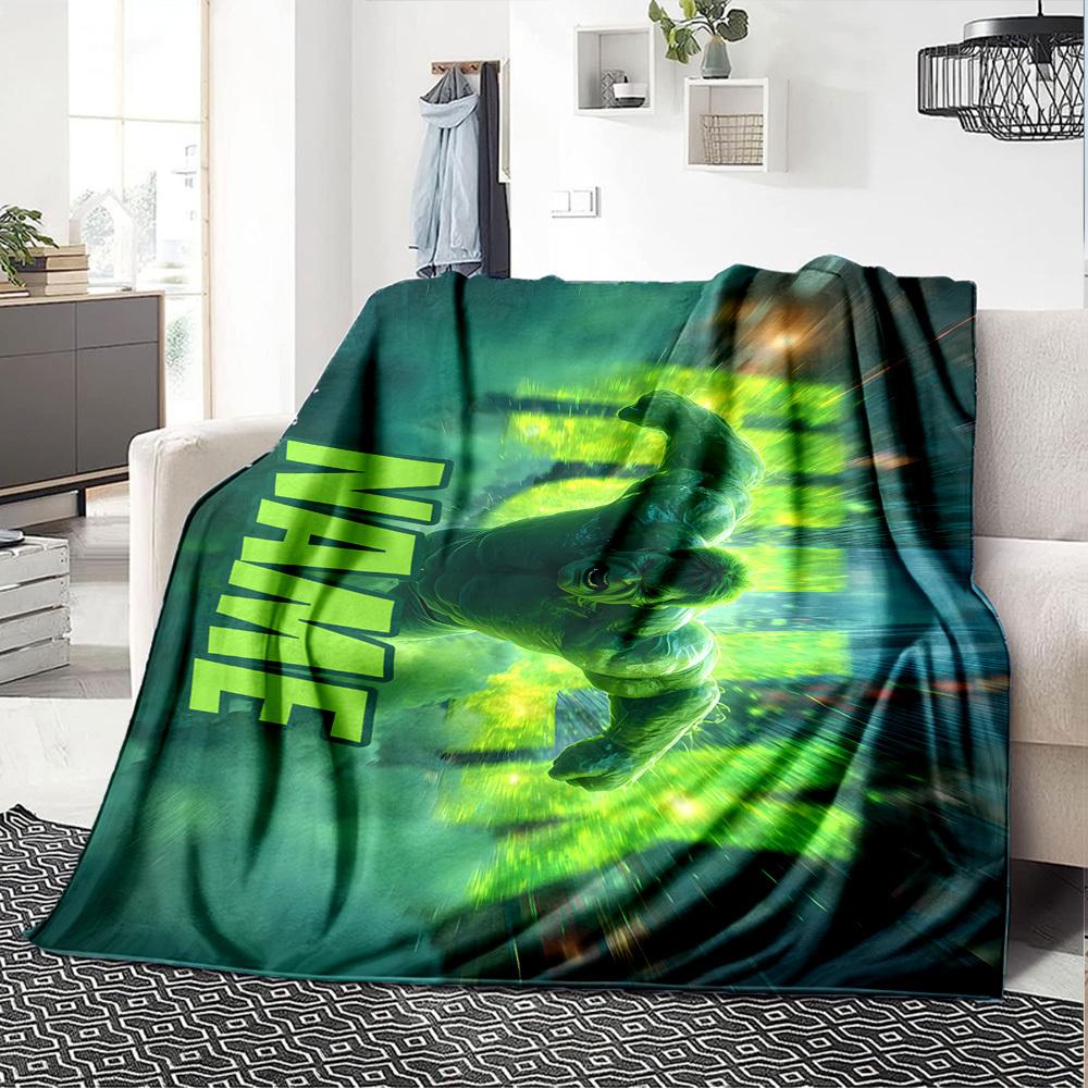 Hulk Action Vibrant Background Lightweight Personalized Text Soft Warm Cozy Throw For Sofa Couch Office Bed Picnics For All Occasions Warmthful Decor