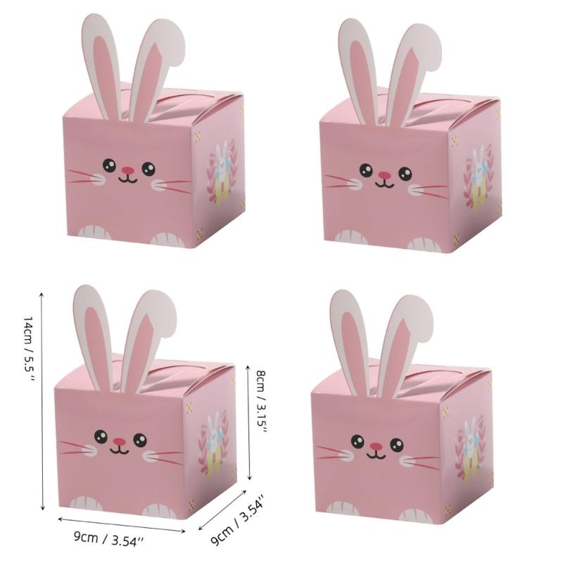 10pcs Sophisticated Easter Rabbit Ears Cardboard Gift Boxes Candy Holders For Holiday Cookie And School Party Supplies