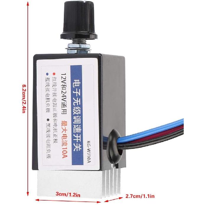 Universal DC 12V/24V Motor Controller Switch for Car Truck Fan Heater Control, Adjusting Speed of Automobile Fan Heater, Defroster, Fans, etc 10A