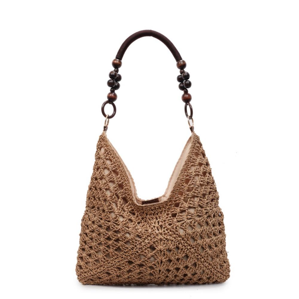 

Сетчатая плетеная сумка из соломы, пляжная сумка, сумка через плечо, милая богемная пляжная сумка, для отпуска хаки