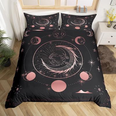 Sun and Moon Duvet Cover Boho Mysterious Galaxy Comforter Cover Hippie Bohemian Gothic Bedding Set Twin Queen King Quilt Cover