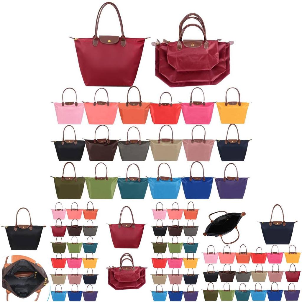 Borsa a tracolla pieghevole in nylon da donna, impermeabile e pratica, borsa portaoggetti per sport, fitness, shopping e regali, colore Rosso Vino, Rosso, Viola
