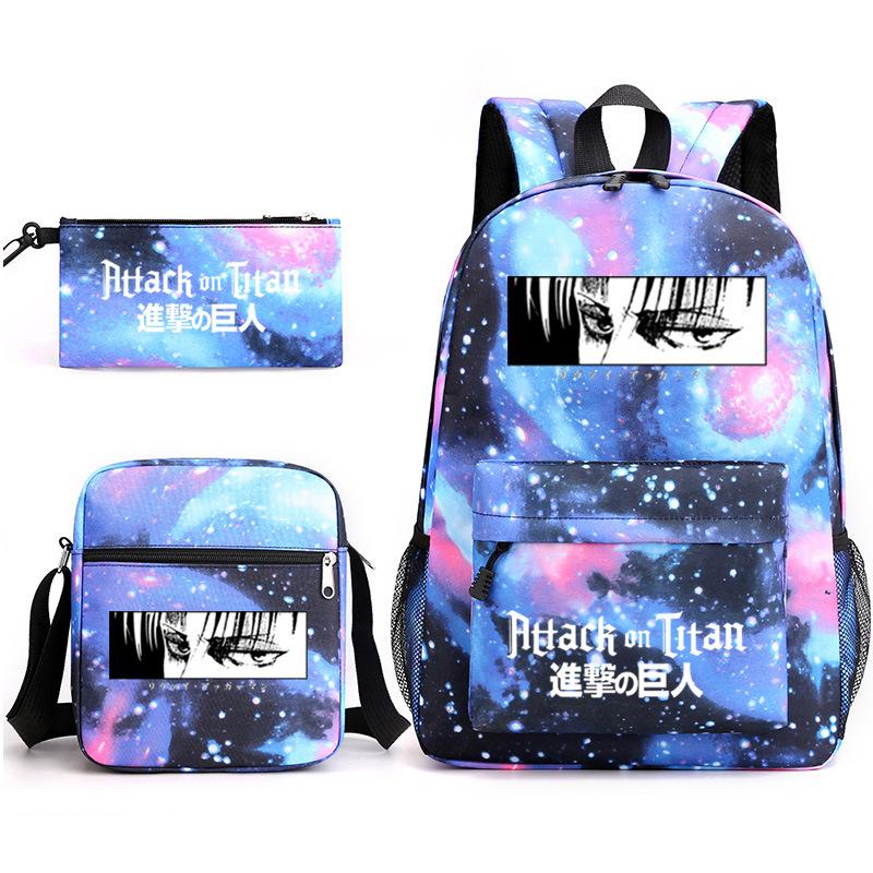 3 Piece School Backpack Set for Students Large Capacity Oxford Cloth Schoolbag with Shoulder Strap and Pencil Case