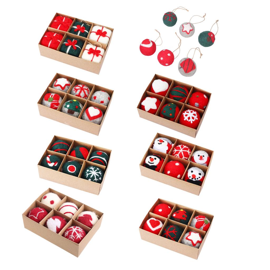 6pcs Felt Christmas Ball Pendant Christmas Tree Decor Supplies Household for Wedding Birthday Party Background Decor