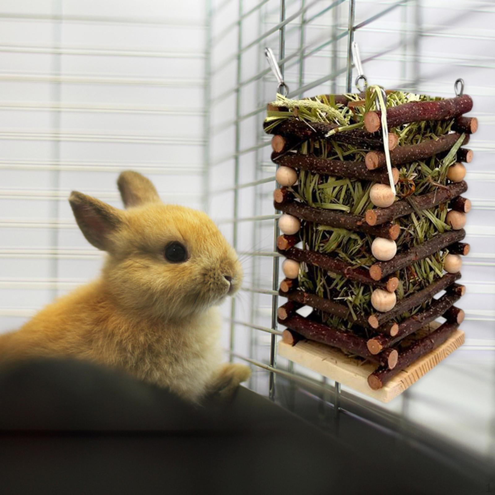 Hay Feeder Wood Manger Rack Grass for Small Pet