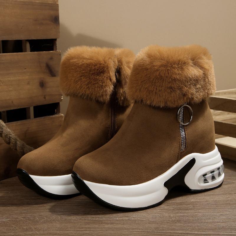 Women S Winter Warm Side Zip Snow Boots Platform Wedge Faux Fur Lined Shoes