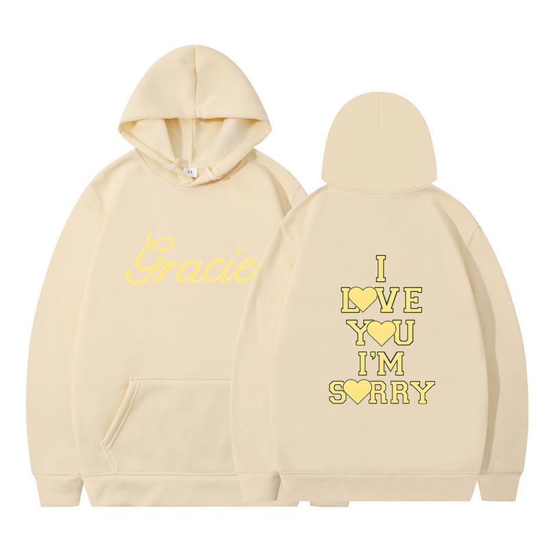 Kocham cię, przepraszam. Bluza z kapturem z nadrukiem Unisex z długim rękawem Modna bluza typu pulower Bluza promocyjna