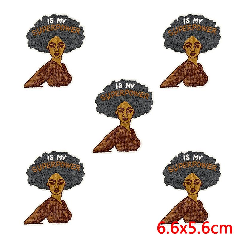 10pcs /Lots Fashion Black Girl Magic Mbroidered Patches Cartoon Letter Slogan Patch Iron On Patches For Clothing Jackets Diy 