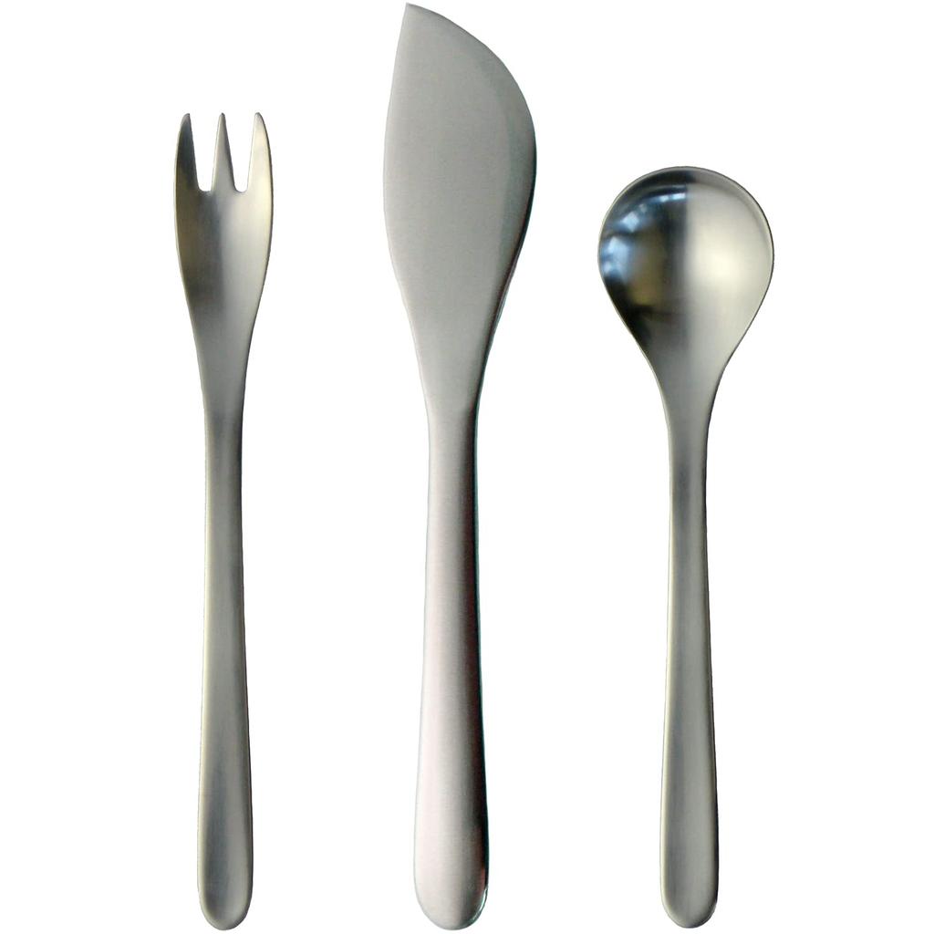 Sori Yanagi Fruit Cutlery Set and Butter Made in Japan #1250 (3-Piece Set Spoon, Fork, Knife)