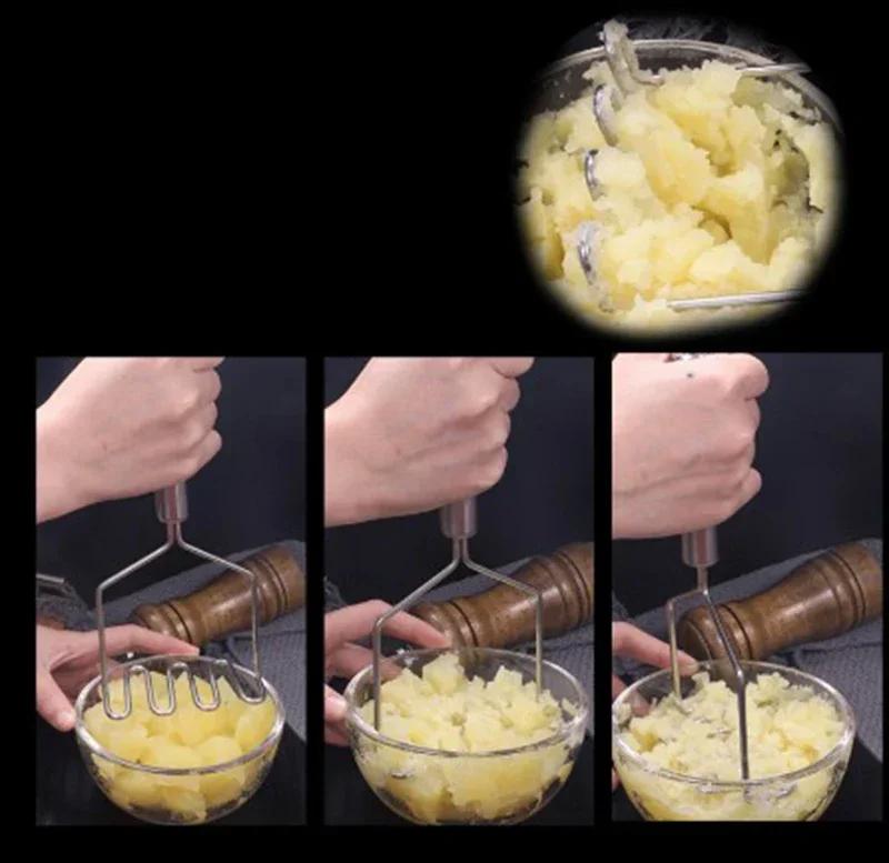 1PC Stainless Steel Potato Masher Potato Crusher Wave Shape Cutter Kitchen Accessories Kitchen Gadget Cooking Tools