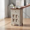 Wood Carved Side Cabinet Bedside Storage With Desk Drawer,Living Room End Table Furniture-Sideboard Drawer-Wood Cupboard Nightstand