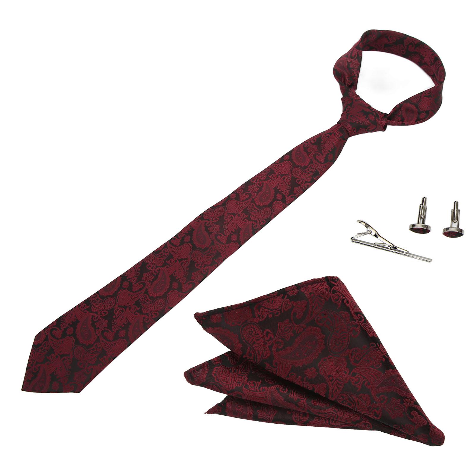 Набор из 6 мужских галстуков Классический Универсальный Деловой Наряд Свадьба Мужской Галстук Карманный Платок Запонки Зажим для галстука Подарочный Набор в Коробке