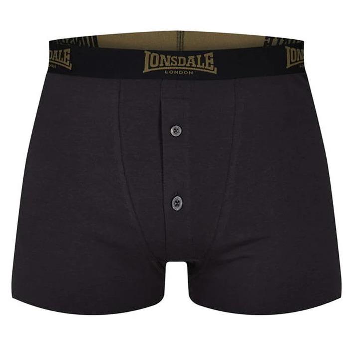 2x LONSDALE Men's Black and Khaki Boxer Shorts In Box, Size XL