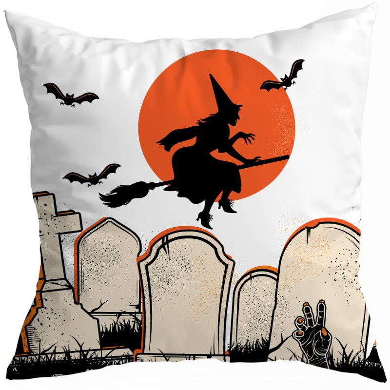 Halloween Horror Pumpkin Witch Moon Decorative Pattern Pillow Cover Bedroom, Living Room, Sofa, Cinema, Car Throw Pillow Cover