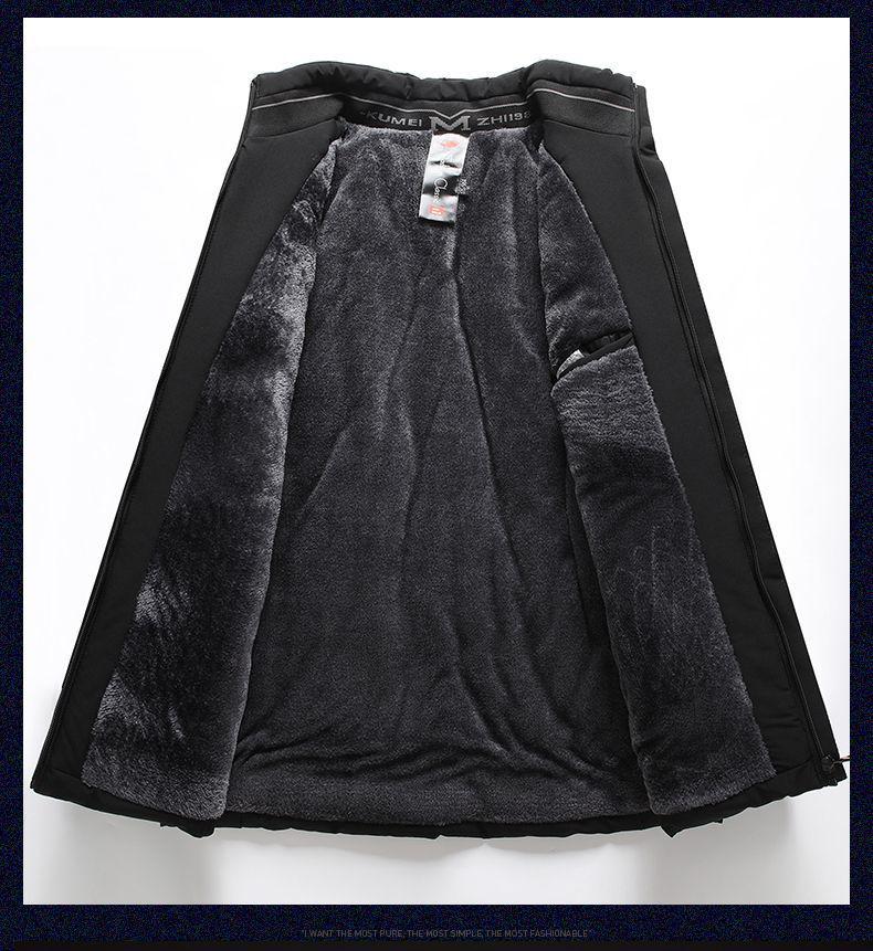 Woodpecker Dad Winter Coat: Velvet-Thickened Down Cotton Jacket for Middle-Aged & Elderly, Lapel Design, Warm Cotton Clothing.