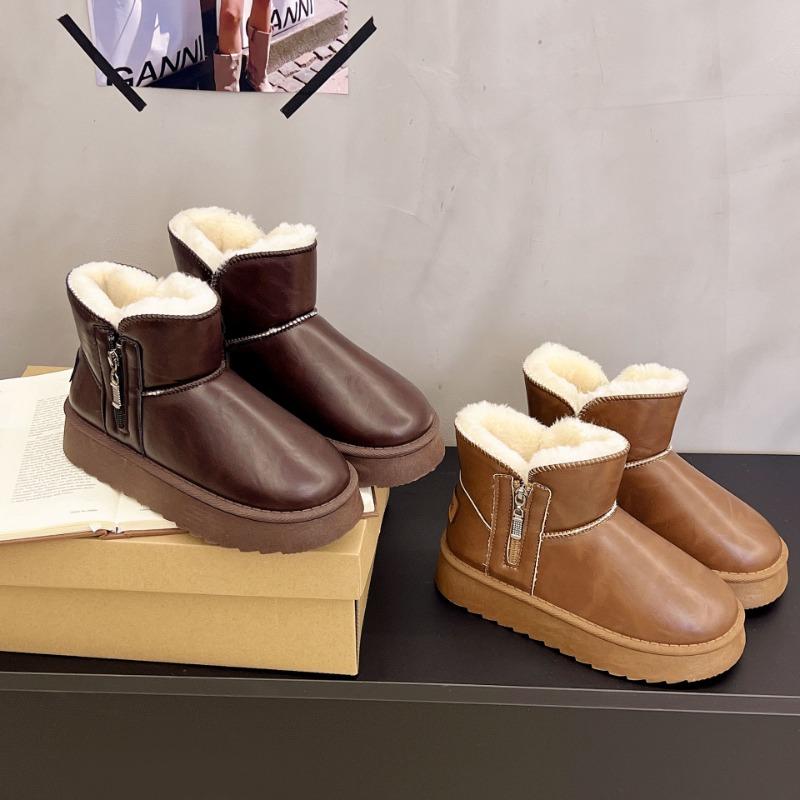 Snow boots women's shoes winter short cotton shoes new thick-soled piled thickened warm household snow cotton