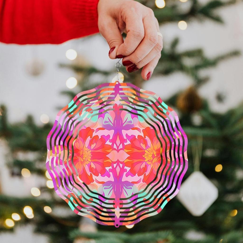 10 Inch Bohemian Mandala Wind Chime Metal Spinning Design No Battery Needed for Outdoor Garden Decor and Animal Lovers