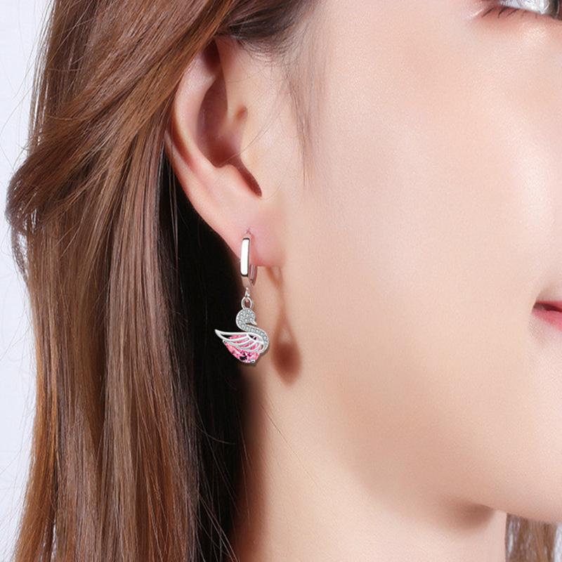 925 Stamp Silver Plated Women Drop Earrings Cute Goose Drop Pendant Multicolor Zircon Earring For Women Girl Jewelry