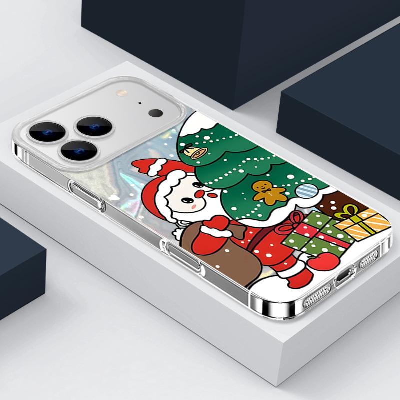 New Year Christmas Phone Case For iPhone 16e 17 Air 16 15 14 17 Pro Max 13 12 Pro 15 11 Shockproof Hard PC Laser Cover