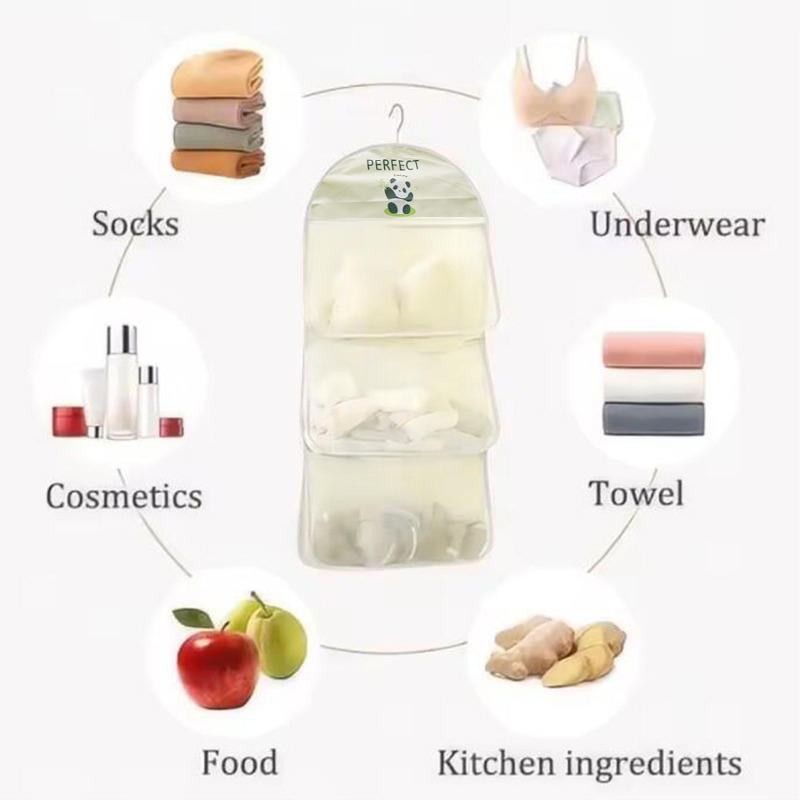Double Layer Storage Hanging Bag Sock Storage Hanging Bag Wardrobe Dormitory Mesh Bag Underwear Wall Hanging Sorting Storage Bag