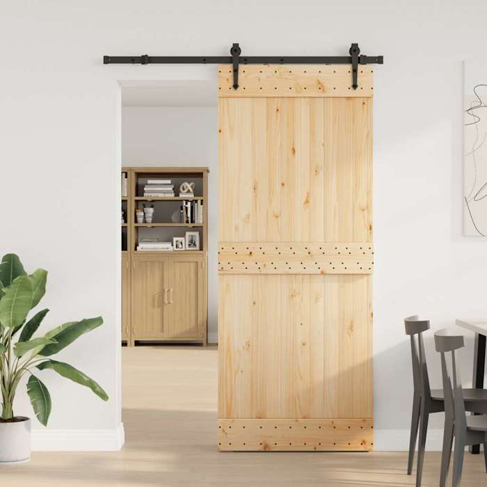 VidaXL Sliding Door and Hardware Kit 85x210 Cm Solid Pine 3332690