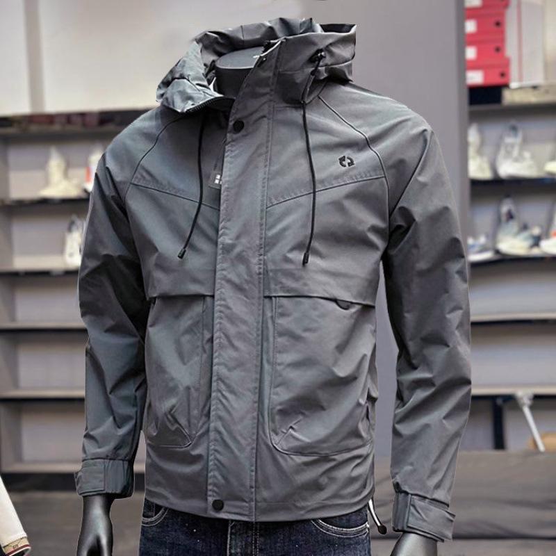 

Осенняя куртка с капюшоном, мужская, новая, облегающая, молодежная, трехслойная, повседневная, красивая, верхняя одежда для активного отдыха M