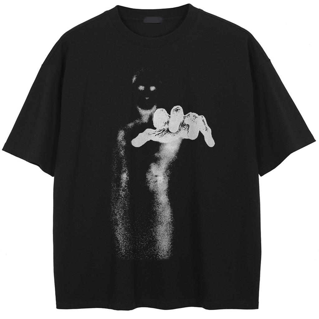 Streetwear Rolig Grafisk T-shirt Bomull Tvättad Svart T-shirt Unisex Toppar Tees Sommar Kortärmad T-shirt