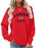 Women's Autumn and Winter Casual Fashion Loose Comfortable Warm London England Pattern Printed Round Neck Long Sleeved Pullover