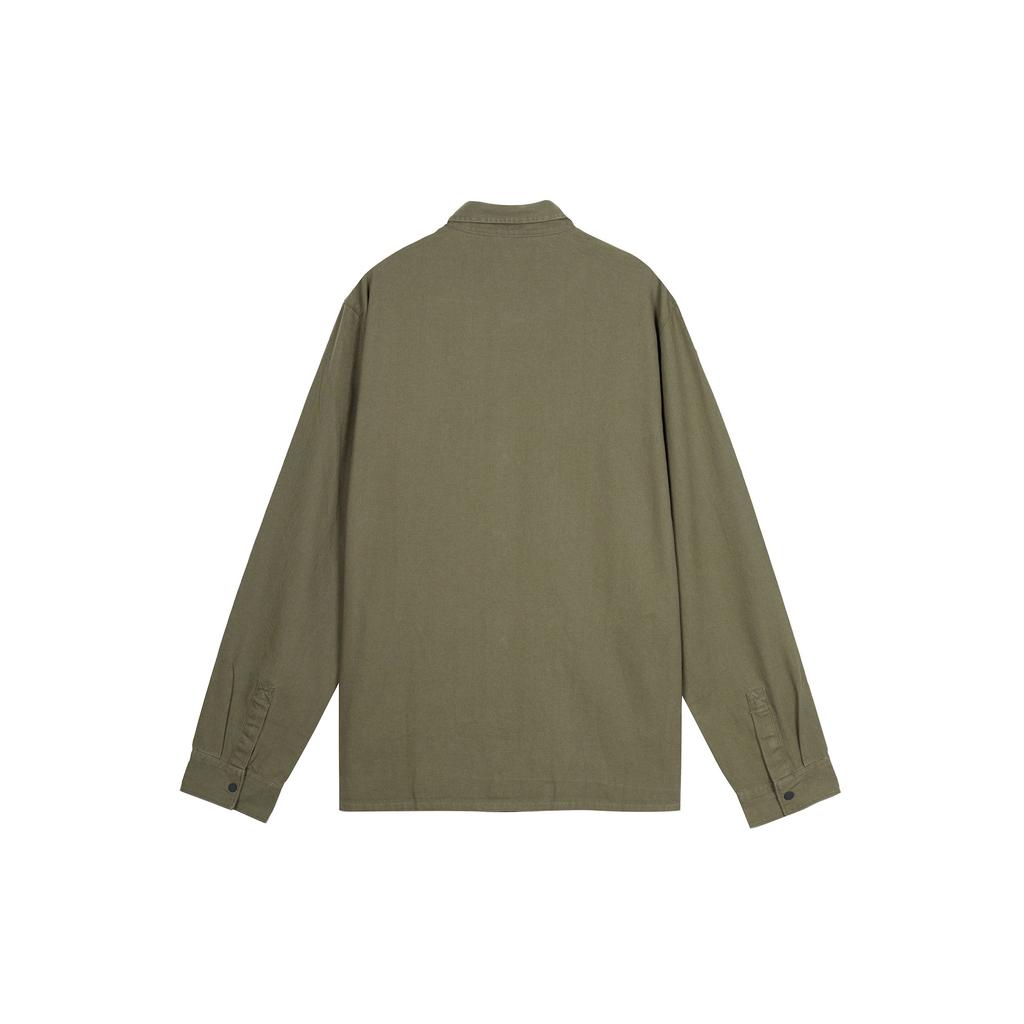 Timberland Solid Color Logo Label Pointed Collar Casual Loose Long Sleeve Shirt Men shirts Green A6JNS-A58
