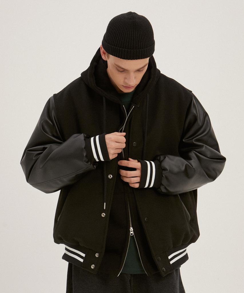 Moo Basic Stadium Jacket - Black