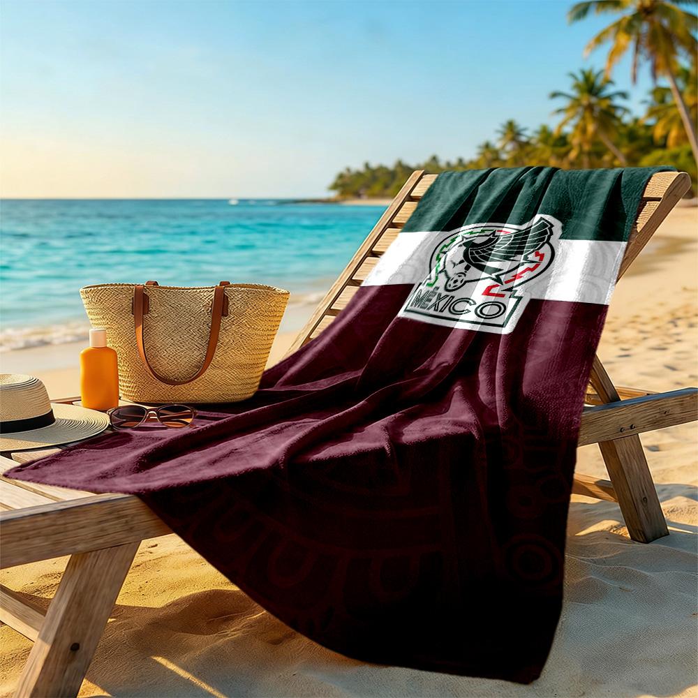 Asciugamano da Spiaggia con Logo Messicano Asciugatura Rapida Morbido Microfibra Confortevole Leggero Perfetto per Viaggiare Yoga Campeggio e Nuoto