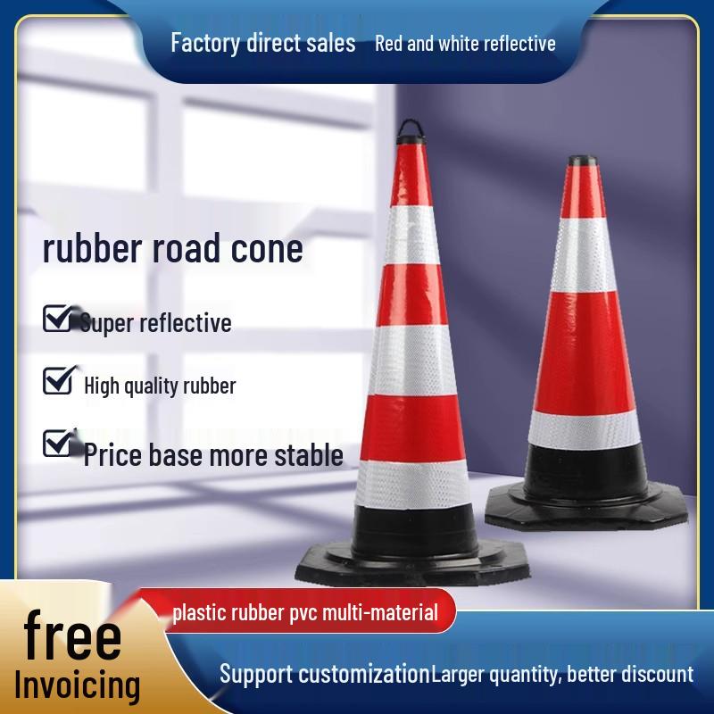 Reflective 90cm Rubber-Plastic Safety Cone with Ice Cream Handle for Road and Construction Use