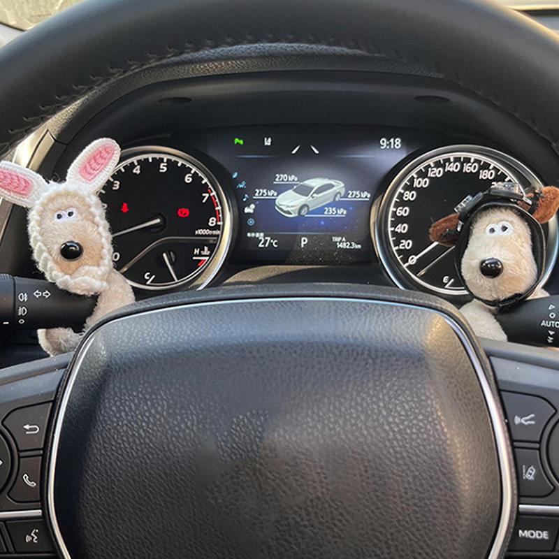 Decoração de embreagem de cachorrinho de pelúcia, limpador de para-brisa de carro, interruptor de seta, decoração, cachorro fofo, laço, boneca de limpador de para-brisa de carro, acessórios de interior