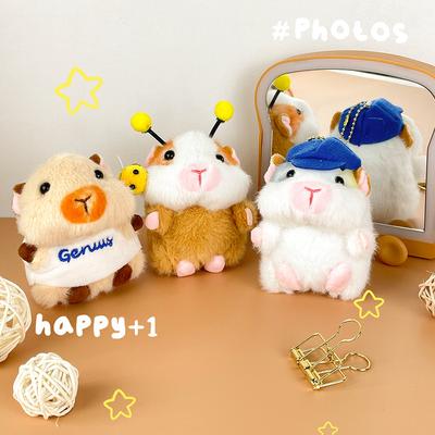 Cartoon Bee Dutch Pig Plush Doll Pendant Blue Hat Hamster Doll Bag Keychain Hanging Children's Toys