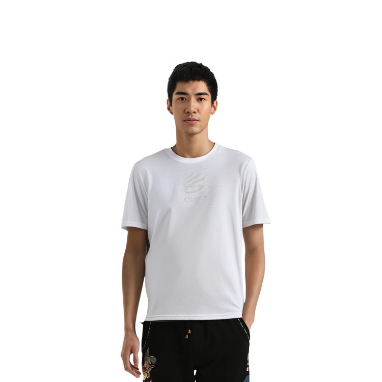 Under Armour Curry T Shirts Men's White Crew Neck Moderate 1357001-100