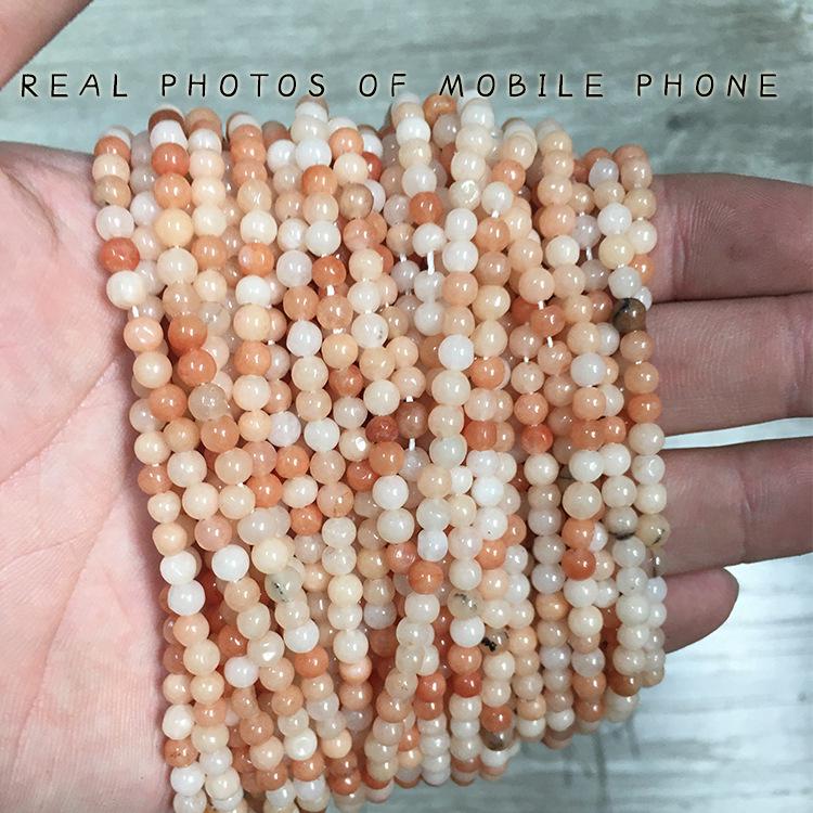 4mm Orange & White Natural Stone Beads for DIY Jewelry 4mm, ~90 beads per strand, ~11g per strand