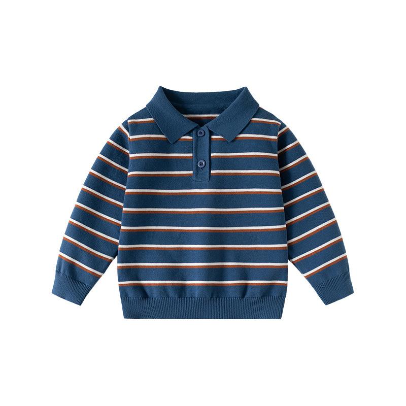 College Style Children's Sweater Spring New Fashion Striped Baby Loose Sweater Boys Apring Clothes