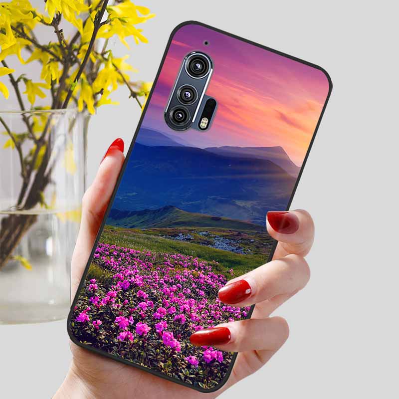 For Moto Edge Plus 2020 Case 6.7'' Flowers Soft TPU Beautiful Phone Cases for Motorola Edge+ 2020 Protect Silicon Bumper Cover
