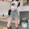 Women's Retro High-Waisted A-Line Wide Leg Denim Shorts - 2024 Spring/Summer Collection