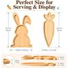 Easter Charcuterie Board Set 2PCS, Bunny and Carrot Wooden Serving Trays for Food, Rabbit Snack Platter for Party Hosting, Spring Holiday Table Decor