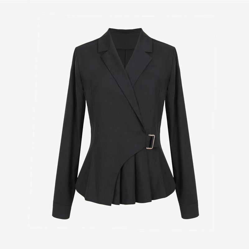 

Синяя роза Одежда больших размеров для женщин Эластичный хлопок Весна и осень С контролем талии Приталенный С длинным рукавом Рубашка Костюмный воротник Косая застежка Style 1 M