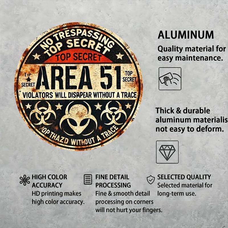 Vintage Area 51 Aliens Round Aluminum Sign