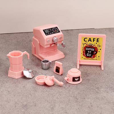 1/12 Puppenhaus Rosa Kaffeemaschinen-Set Puppenhaus Kaffeeladen Szene Ornamente Puppenhaus Deko Zubehör
