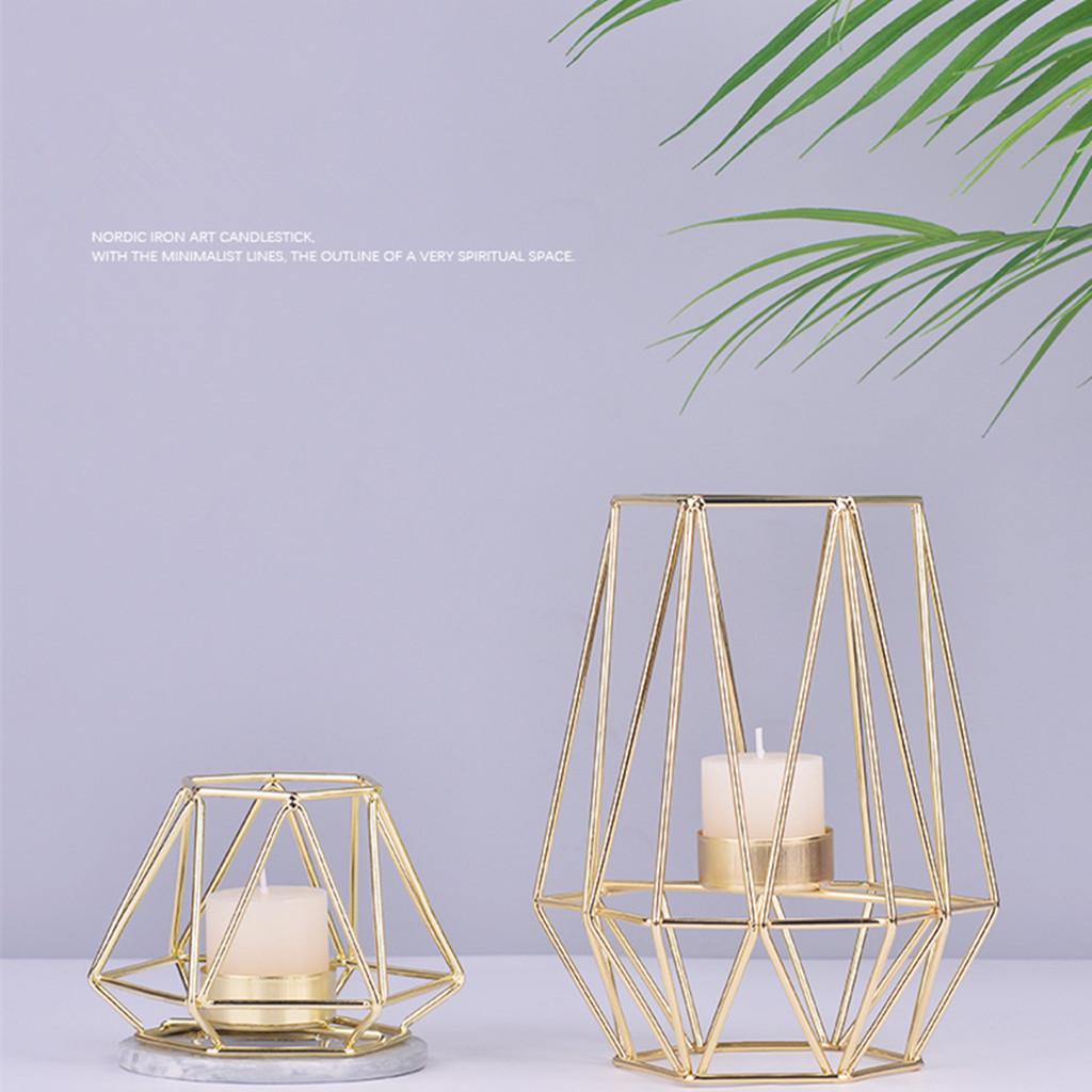 Wrought Iron Geometric Candle Holders Home Decoration Metal Crafts