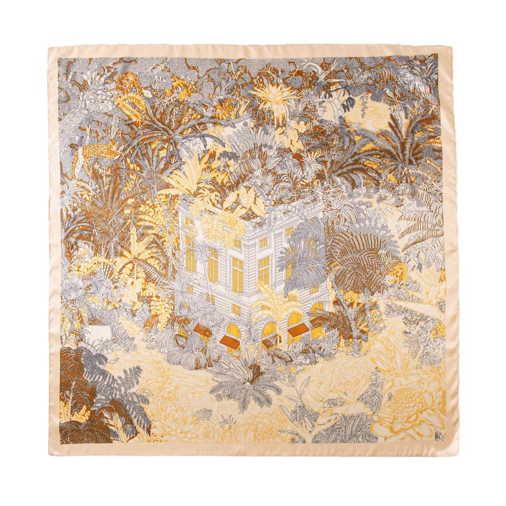 90 * 90CM Temperament Simulation Silk Scarf Spring Matching Shirt Printed Scarf Small Square Scarf Women